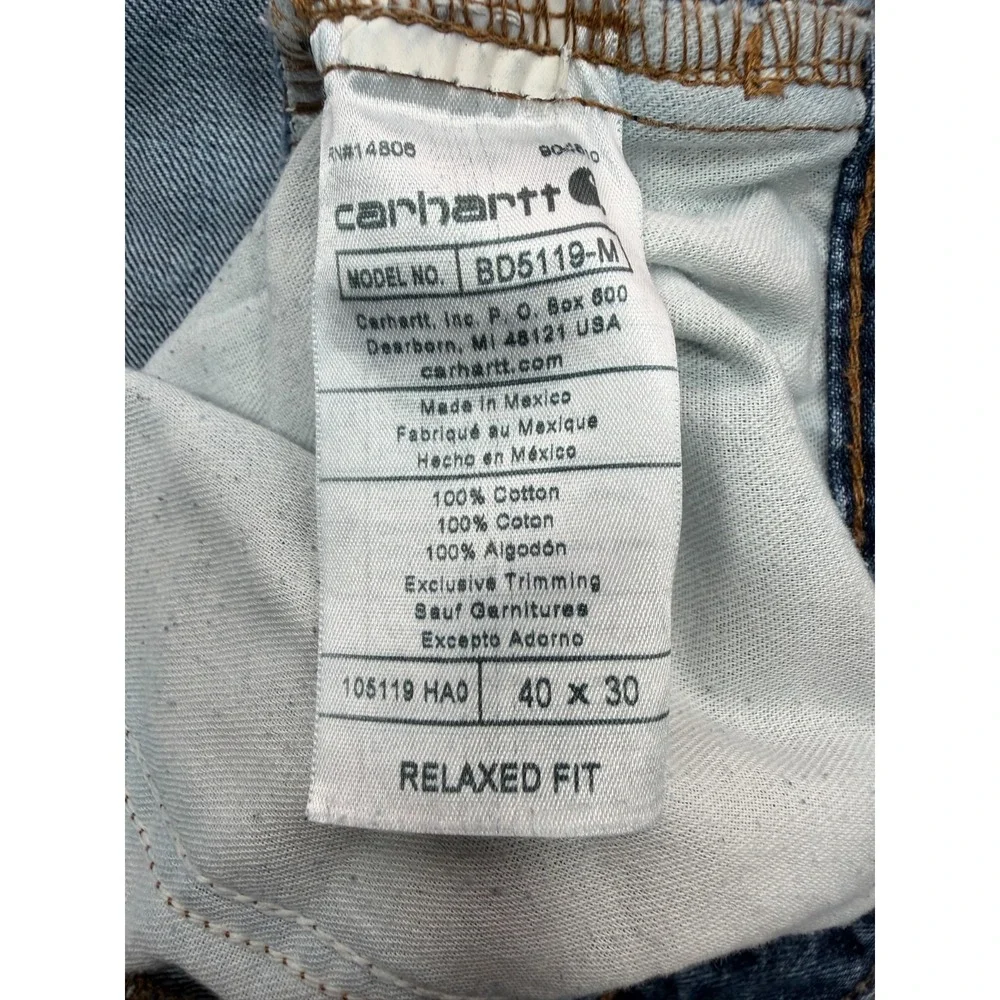 Carhartt Men's Relaxed Fit Jeans Medium Wash Blue Denim Work Pants | 40x30